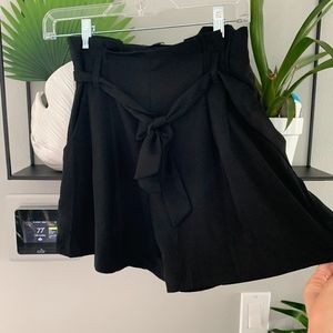 Flowly black paper bag shorts